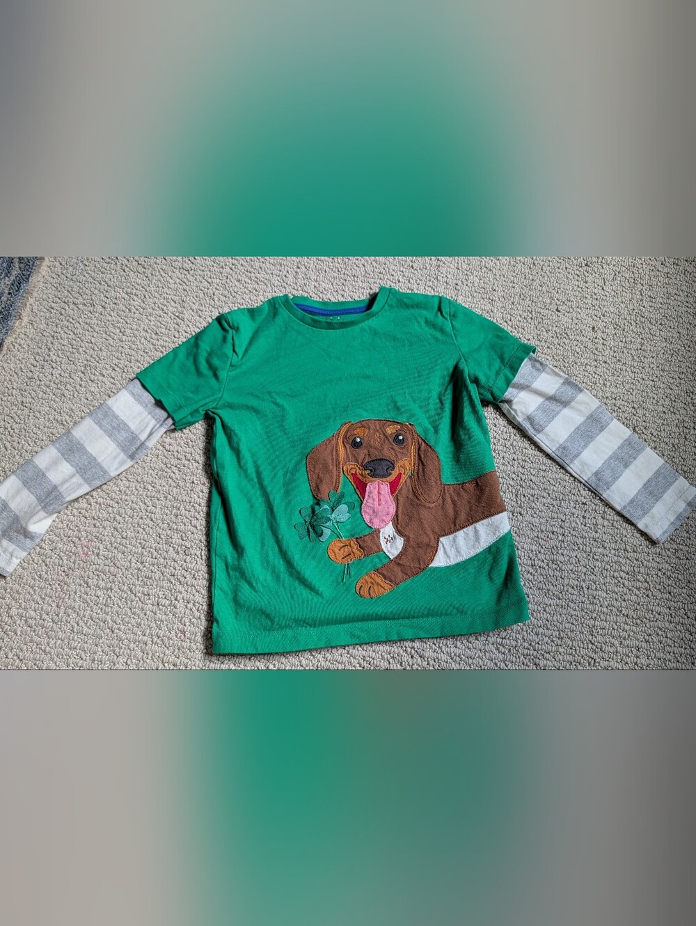 Mini Boden Green Boys' Layered-Look Dog Graphic Tee